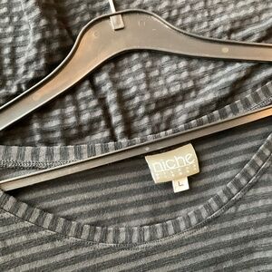 COPY - Niche dress or tunic in grey and black stripes. Size Large